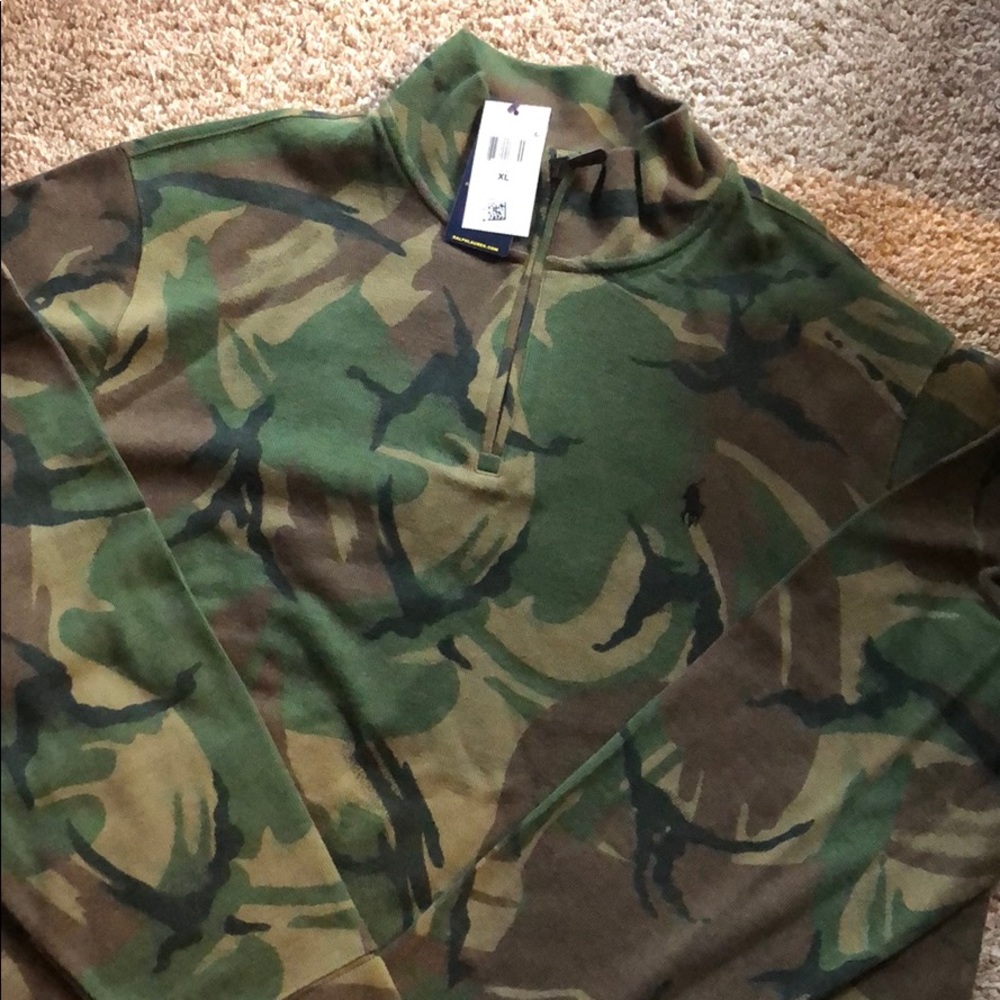 Ralph Lauren Men’s Quarter Zip Sweater Camo